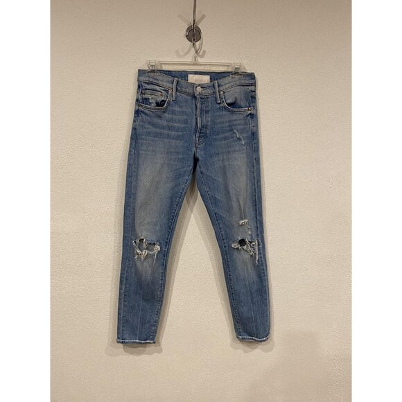 Mother Superior The Stinger Flood Jeans Womens 27 Distressed Ripped Made USA - Picture 2 of 6